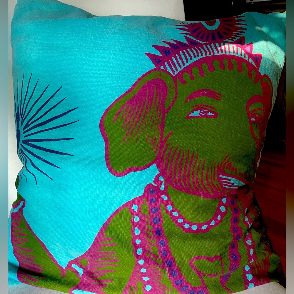 Handblocked printed accent pillowcase of Ganesha.